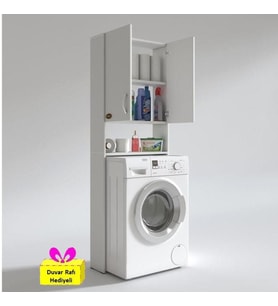 Kenzlife çamaşır makinesi dolabı veronika byz 180*066*20 banyo çift arkalıksız + tekli duvar rafı hediyeli (Karışık)
