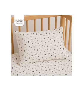 %100 Pamuklu Bebek Lastikli Çarşaf 60x120+20 + Bebek Yastık Kılıfı 35x45