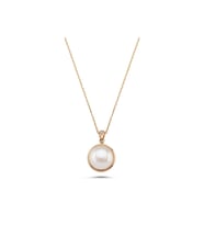 Zirkon Taşlı Doğal İncili Kolye (Rose)