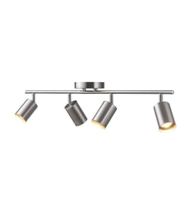 Rsylight Retro İnox Kaplama 180 Derece Hareketli Modern Spor 4 Lü Led Spot Avize Günışığı Ampullü