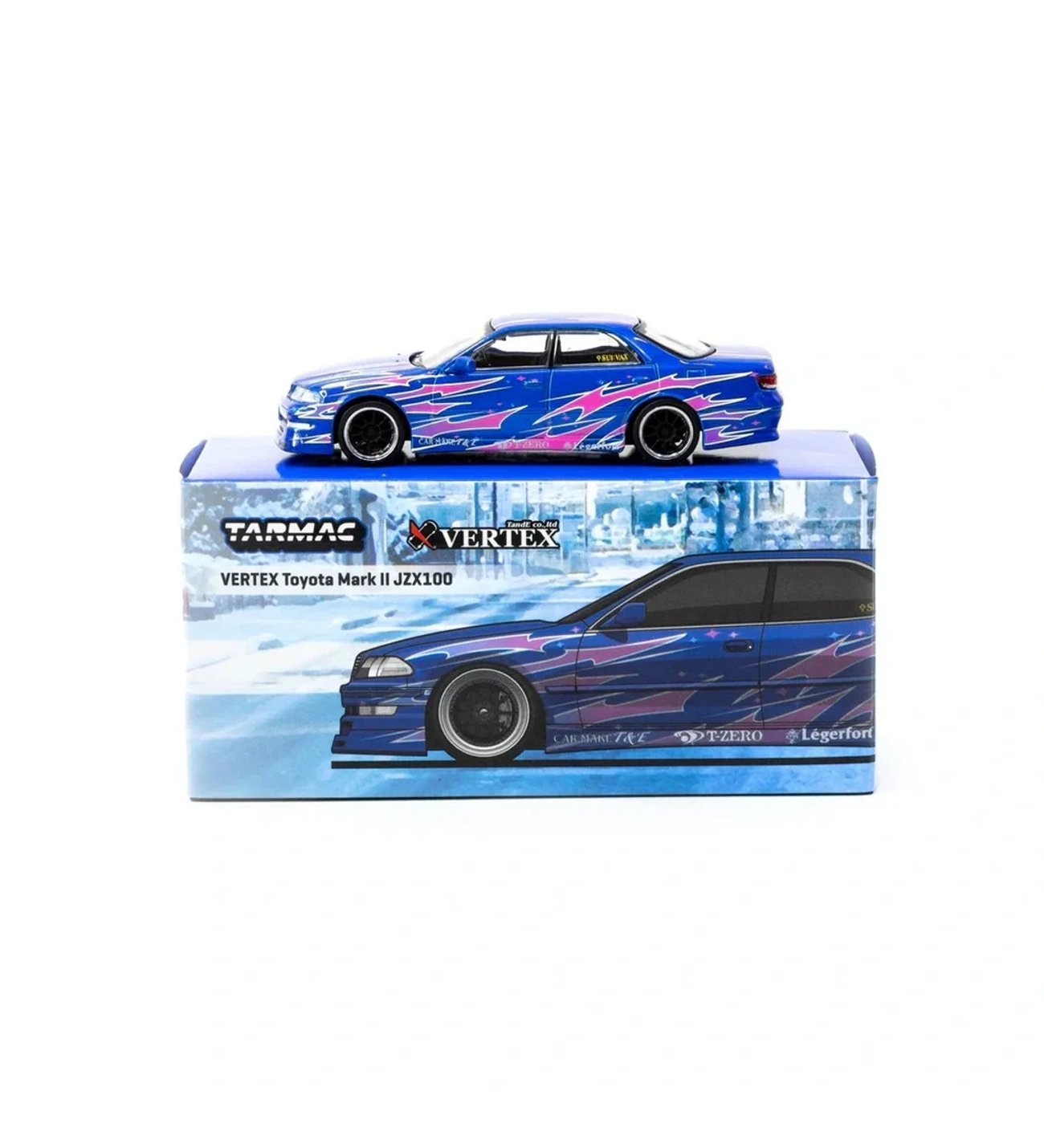 おもちゃ　TaDrac Tarmac Works 1/64 Vertex Toyota Mark Ii Jzx100 Blue Metallic