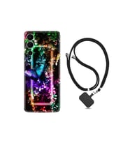 Pova 4 Pro Kılıf Ipli Boyun Askılı Desenli Silikon Butterfly Neon 1684