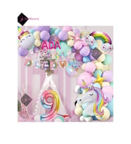3 Harfli 9 Yaş Karakterli Unicorn Temalı İyi Ki Doğdun Makaron Balon Doğum Günü Parti Kutlama Seti