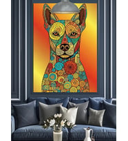 Çiçekli köpek pop art Dekoratif Kanvas - Mdf Ahşap Tablo