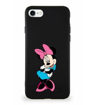 Apple iPhone 8 Soft Premier Kapak Minnie Mouse-D Tasarımlı Silikon Kılıf - Siyah (Şeffaf)