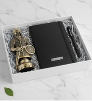Ayetel Kürsi İşlemeli Osmanlı Zırh Biblo & Kişiye Özel Defter & Kişiye Özel Roller Kalem Hediye Seti (Gold)