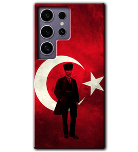 Galaxy S24 Ultra Kılıf HD Desen Baskılı Kılıf - Atatürk Bayrak