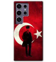 Galaxy S24 Ultra Kılıf HD Desen Baskılı Kılıf - Atatürk Bayrak