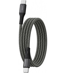 C-C, ÖRGÜLÜ 60Watt PD Hızlı Şarj Kablosu, 1Metre, REMORAX Wahoo (1Ad x 1Metre Füme)