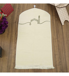 El Kuba Lüks Astarlı Biyeli Seccade Krem (66X125cm) 565 gr