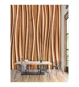 Dreamwall Dalgalı Ahşap Desenli Isı Ve Ses Yalıtımlı Sağlıklı Tekstil Duvar Kağıdı (Kahverengi)