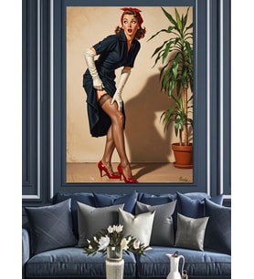 Retro Pin-Up Kız Poz Dekoratif Kanvas - Mdf Ahşap Tablo