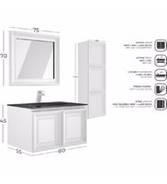 BELİNZA VENTURO BANYO DOLABI TAKIMI MAT BEYAZ 80 CM (Karışık)