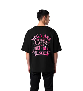 Yoga ve Kahve Yeterli Baskılı Erkek Oversize Tişört