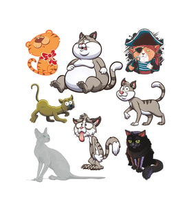 Kedi Sticker Set-1 8 Parça Telefon, Tablet, Defter, Laptop Sticker