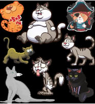 Kedi Sticker Set-1 8 Parça Telefon, Tablet, Defter, Laptop Sticker