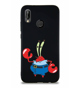 Huawei P20 Lite Soft Premier Kapak Bay Yengeç Tasarımlı Silikon Kılıf - Siyah (Şeffaf)