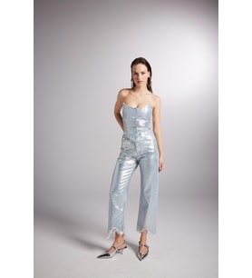 Markano Glossy Jean Pantolon Mavi