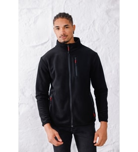 Monox Erkek Biyeli Fermuarlı Spor Polar Ceket (Siyah)