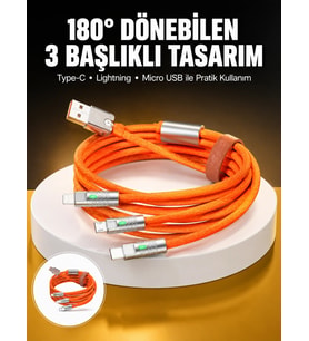 120w 3 İn 1 Uyumlu Silikon Şarj Kablosu Hızlı Şarj Kablosu