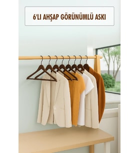 6?lı Ahşap Görünümlü Askı Kahve 44 cm