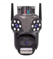 360° Döner WiFi Güvenlik Kamerası 3 Lensli PTZ Gece Görüşlü IP Dış Mekan Kamera, 3 Kameralı Kablosuz IP Güvenlik Kamerası 360 Derece Hareketli Gece Görüşlü (Siyah)