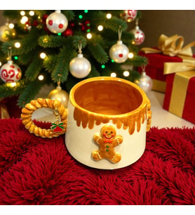3D Kabartmalı Yeni Yıl 2026 veya Harf Charm HEDİYELİ El Yapımı Seramik Kurabiye Adam Kupa Bardak Mug