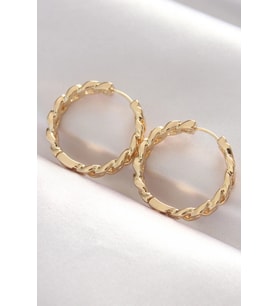 Pirinç Gold Renk Zincir Model Halka Küpe - TJ-BKP8970