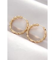 Pirinç Gold Renk Zincir Model Halka Küpe - TJ-BKP8970