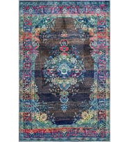 Eliana Home Baskılı, Yıkanabilir Kaymaz Taban Salon Halısı LNA0790 100x150 cm (Lacivert)