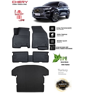 Chery Tiggo 8 Pro 2024 Araca Özel 3D Paspas Ve 3D Bagaj Havuzu