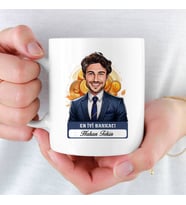 En İyi Erkek Bankacıya hediye Karikatürlü ve İsimli Kupa Bardak