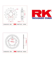 RK Honda Vt 750 C Shadow 17/42T Ön Arka Dişli Set 525 02-08