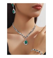 Gümüş Kaplama Rose Kolye Küpe Ve Bileklik Seti 3'lü Set Davet Düğün Nişan Abiye