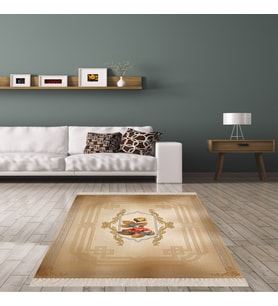 Çiçek Gül Desenli Dijital Baskı Yıkanabilir Kaymaz Taban Leke Tutmaz Modern Salon Halısı (Açık Kahverengi)
