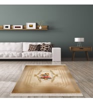 Çiçek Gül Desenli Dijital Baskı Yıkanabilir Kaymaz Taban Leke Tutmaz Modern Salon Halısı (Açık Kahverengi)