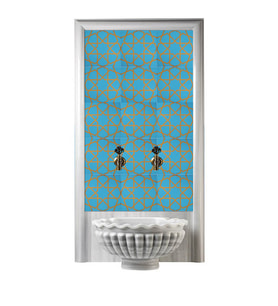 Armada Çini 60x100 Cm SP 89 Turkuaz Metalik Serigraf Türk Hamamı Pano