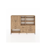 Arges Dolap 10 Raflı 6 Çekmeceli 4 Kapaklı 220x30x163 Çam-Çam