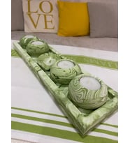 5'li Beton Tabaklı Mumluk Set,dekoratif Mumluk,hediyelik Eşya,mumlar Dahildir.
