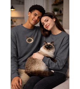 Ragdoll Kedi Desenli Sevgili Sweatshirt – Unisex Çift Kombini (Gri)