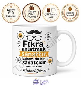 Baba Fıkraları Temalı Eğlenceli Kupa Bardak Babalar Günü Hediyesi