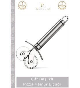#PizzaBıçağı Profesyonel Paslanmaz Çelik Keskin Mutfak Gereci Çift Başlıklı Pizza Hamur Bıçağı - 1 A