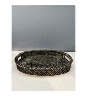 Dekoratif Polyester Hasır Tepsi Gold Eskitme