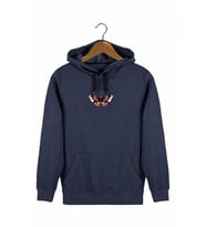 Erkek İndigo Önü Kelebek Baskılı Kapüşonlu Sweatshirt 22K-5200322-6