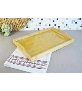 BAMBU DİKDÖRTGEN DERİN TEPSİ BÜYÜK 40X28 CM