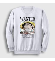 Presmono Unisex Beyaz Wanted Anime One Piece Sweatshirt 136181tt