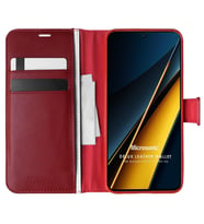 Microsonic Xiaomi Poco X6 Pro 5G Kılıf Delux Leather Wallet Siyah (Kırmızı)