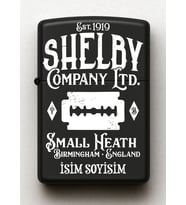 Peaky Blinders Shelby Desenli Kişiye Özel İsimli Siyah Benzinli Metal Çakmak