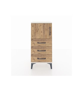 Arges Komodin Tek Raflı 3 Çekmeceli Tek Kapaklı 44x30x96 Aytaşı-Çam