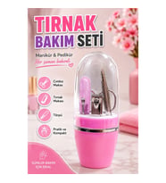 Pembe Manikür ve Tırnak Bakım Seti – Cımbız, Makas, Tırnak Makası ve Törpü